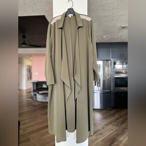 JCP Boutique Chic Green duster Coat sz 2x EUC
